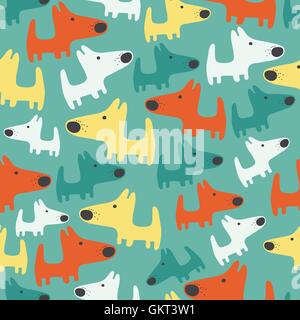 Seamless patterns with cute cartoon dogs muzzles. Dalmatian, Terrier ...