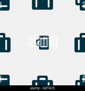 suitcase icon sign. Seamless pattern with geometric texture. Vector Stock Vector