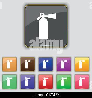 fire extinguisher icon sign. Set with eleven colored buttons for your site. Vector Stock Vector