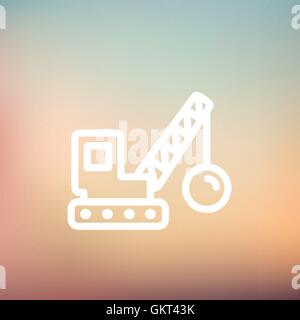 Demolition trailer thin line icon Stock Vector