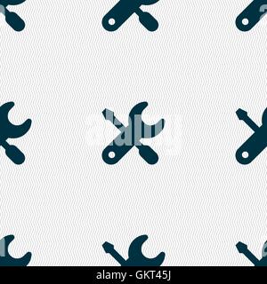 screwdriver, key, settings icon sign. Seamless pattern with geometric texture. Vector Stock Vector