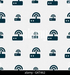 Wi fi router icon sign. Seamless pattern with geometric texture. Vector Stock Vector