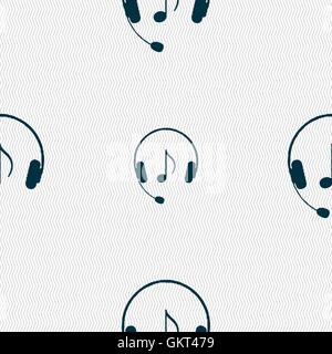 headsets icon sign. Seamless pattern with geometric texture. Vector Stock Vector
