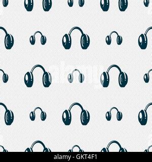 headsets icon sign. Seamless pattern with geometric texture. Vector Stock Vector