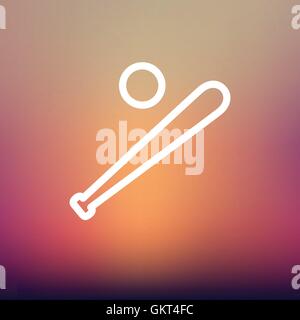 Baseball bat and ball thin line icon Stock Vector