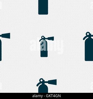 fire extinguisher icon sign. Seamless pattern with geometric texture. Vector Stock Vector