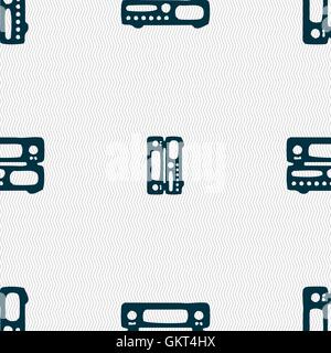 radio, receiver, amplifier icon sign. Seamless pattern with geometric texture. Vector Stock Vector