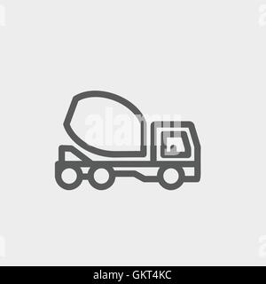 Concrete mixer truck thin line icon Stock Vector