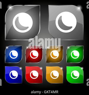 moon icon sign. Set of ten colorful buttons with glare. Vector Stock Vector