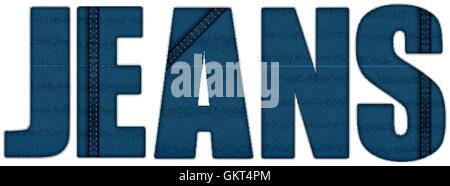 Jeans Letters Denim Blue Stock Vector