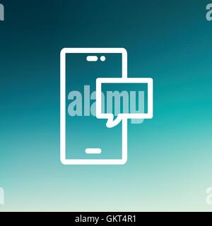 Empty speech bubble in smartphone thin line icon Stock Vector