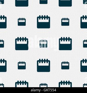 Notepad, calendar icon sign. Seamless pattern with geometric texture. Vector Stock Vector