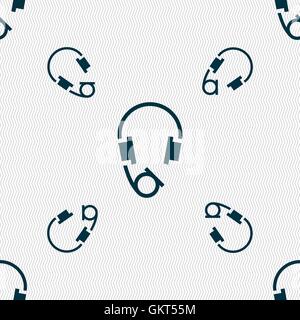 headsets icon sign. Seamless pattern with geometric texture. Vector Stock Vector