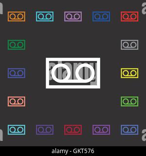 audio cassette icon sign. Lots of colorful symbols for your design. Vector Stock Vector