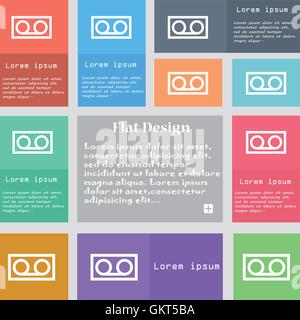 audio cassette icon sign. Set of multicolored buttons with space for text. Vector Stock Vector
