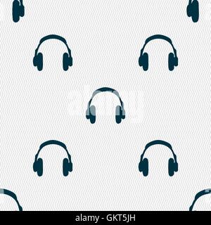 headsets icon sign. Seamless pattern with geometric texture. Vector Stock Vector