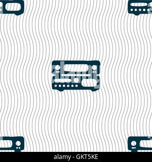 radio, receiver, amplifier icon sign. Seamless pattern with geometric texture. Vector Stock Vector