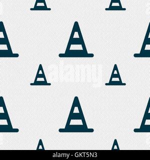 road cone icon sign. Seamless pattern with geometric texture. Vector Stock Vector