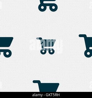 shopping basket icon sign. Seamless pattern with geometric texture. Vector Stock Vector