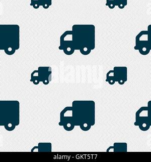 Delivery truck icon sign. Seamless pattern with geometric texture. Vector Stock Vector