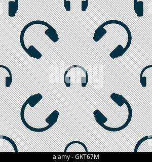 headsets icon sign. Seamless pattern with geometric texture. Vector Stock Vector