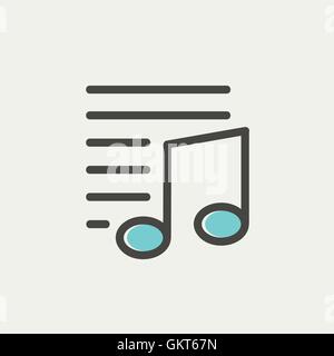 Musical note with lines thin line icon Stock Vector