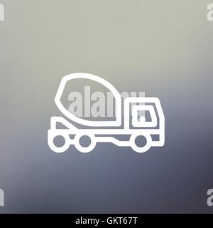 Concrete mixer truck thin line icon Stock Vector