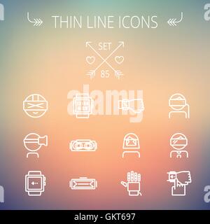 Technology thin line icon set Stock Vector