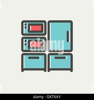 Home Kitchen oven and microwave thin line icon Stock Vector