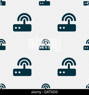 Wi fi router icon sign. Seamless pattern with geometric texture. Vector Stock Vector