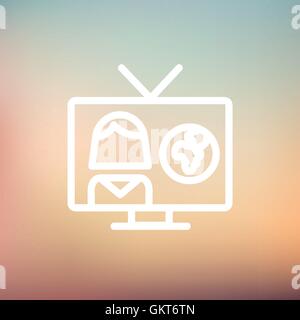 TV weather reporter thin line icon Stock Vector