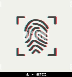 Fingerprint scanning thin line icon Stock Vector