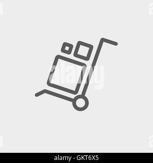 Trolley with boxes thin line icon Stock Vector