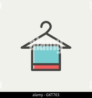 Towel on hanger thin line icon Stock Vector