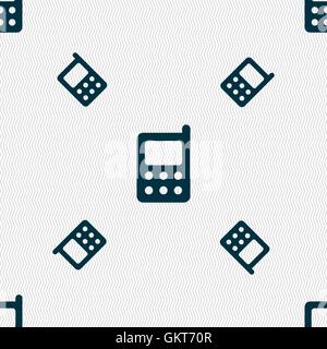 mobile phone icon sign. Seamless pattern with geometric texture. Vector Stock Vector