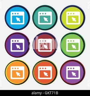 the dialog box icon sign. Nine multi colored round buttons. Vector Stock Vector