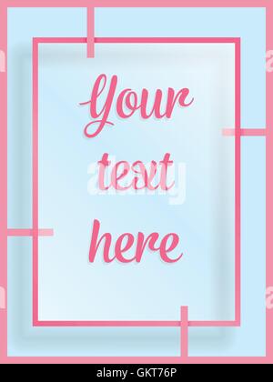 Blue and Pink simple lines frame Stock Vector