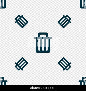 Recycle bin icon sign. Seamless pattern with geometric texture. Vector Stock Vector