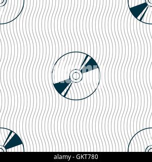 Cd, DVD, compact disk, blue ray icon sign. Seamless pattern with geometric texture. Vector Stock Vector