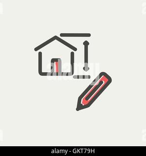 House sketch and pencil thin line icon Stock Vector