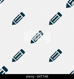 pencil icon sign. Seamless pattern with geometric texture. Vector Stock Vector