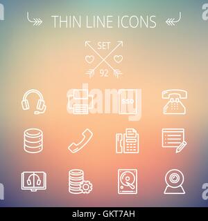 Technology thin line icon set Stock Vector