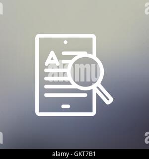 Tablet and magnifying glass searching network thin line icon Stock Vector