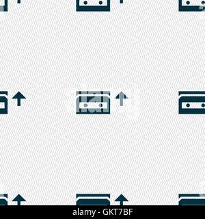 audio cassette icon sign. Seamless pattern with geometric texture. Vector Stock Vector