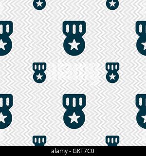 Award, Medal of Honor icon sign. Seamless pattern with geometric texture. Vector Stock Vector