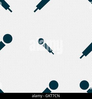 microphone icon sign. Seamless pattern with geometric texture. Vector Stock Vector