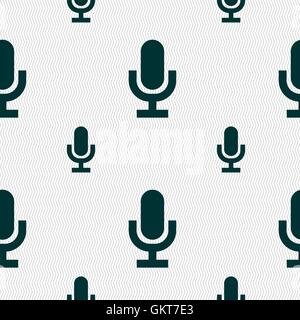 microphone icon sign. Seamless pattern with geometric texture. Vector Stock Vector