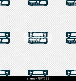 radio, receiver, amplifier icon sign. Seamless pattern with geometric texture. Vector Stock Vector