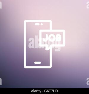 Smartphone with word job in a box thin line icon Stock Vector