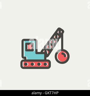 Demolition trailer thin line icon Stock Vector